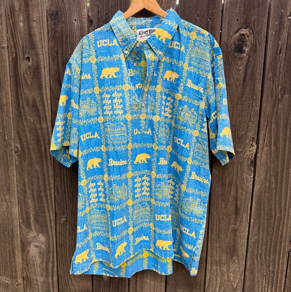Reyn Spooner University UCLA Bruins Classic Hawaiian Mens Popover Shirt 2XL NWT